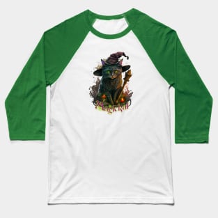 Forest Witch Cat Baseball T-Shirt